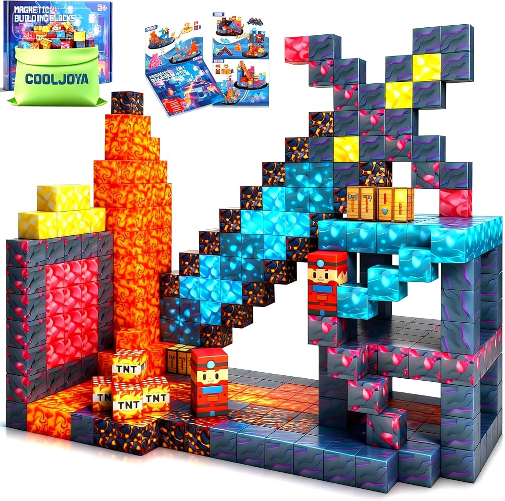 COOLJOYA Magnetic Blocks 54PCS Kids STEM Building Toys Montessori 3-8