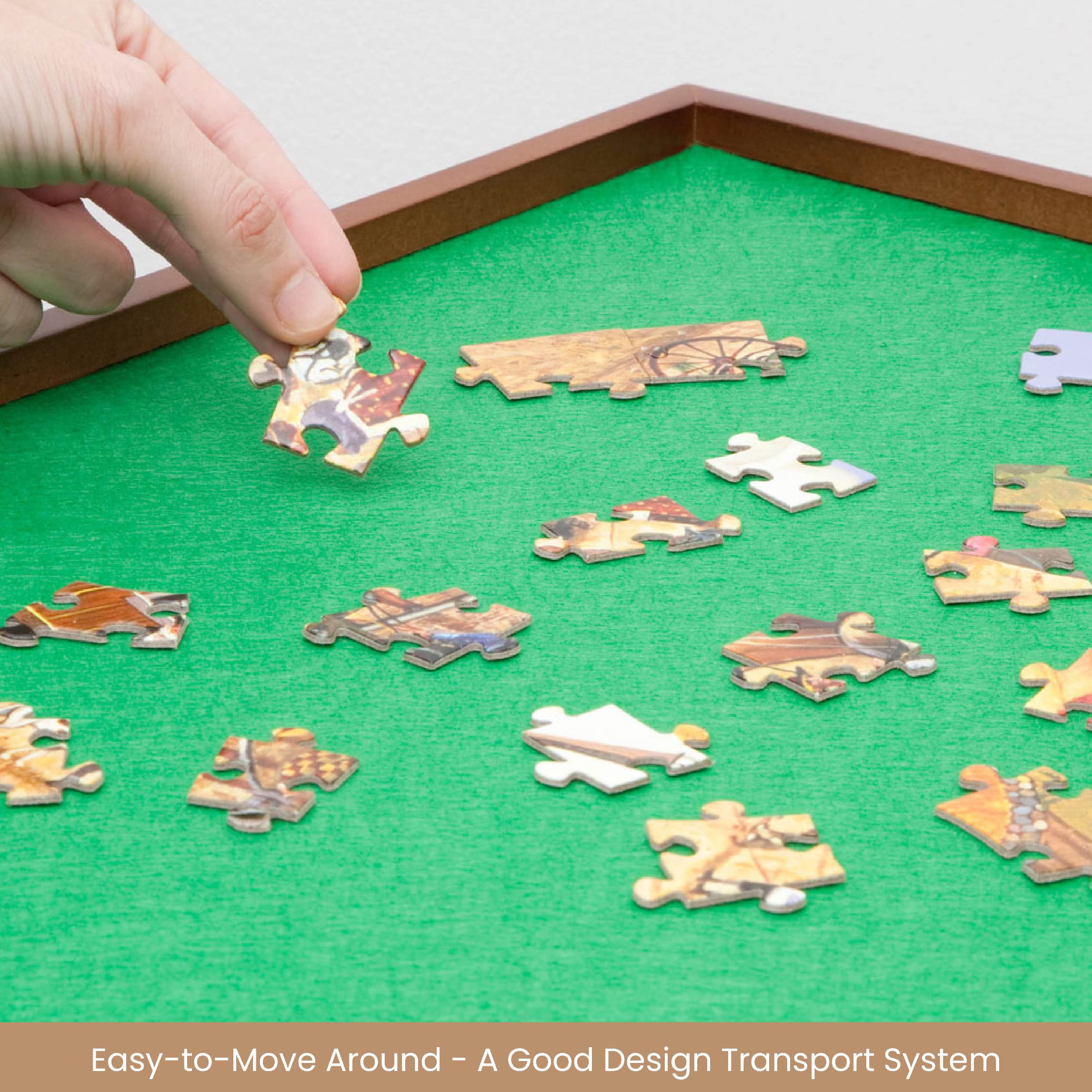 Bits and Pieces Rotating Puzzle Board with Lazy Susan, Portable 1500 Piece Jigsaw Puzzle Table with Fabric Lining, Measures 34