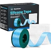 Blue Silicone Medical Tape Waterproof, 1" x 5yd + 10 pc Gauze Pads | Hypoallergenic Surgical Tape For Wound Care, Dressings &amp; Face, First Aid Waterproof Bandage For Sensitive Skin, NanaCare