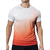 Men's Athletic Running T-Shirts Quick Dry Gym Workout Shirts Moisture Wicking Short-Sleeve Lightweight Sports Tee Tops