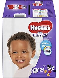 HUGGIES LITTLE MOVERS Diapers, Size 6 (35+ lb.), 104 Ct, ECONOMY PLUS (Packaging May Vary), Baby Diapers for Active Babies