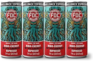 Fire Department Coffee - Nitro-Charged Shellback Espresso (Pack of 4) - Ready to Drink Cold Brew Coffee - Kosher - Arabica Coffee, No Artificial Flavors - 4x7 fl oz Cans