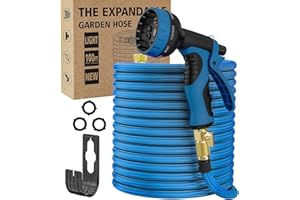 SLOTRED Garden Hose 50 ft,2.5X Expandable Flexible Garden Hose,Lightweight Retractable Latex Water Hose,10-Function Spray Nozzle,2024 New 40 Layers of Innovative Nano Rubber, Wear-resistant, (50 Ft,Blue)