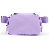 YOSHUYUKI Cross Body Fanny Packs for Women Fashion Waist Bag Pouch Nylon Small Travel Crossbody Bags Mini Purse Everywhere Belt Bag Bum Bag Adjustable Strap for Workout Running Hiking Lavender Fog