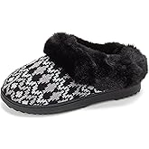 Dearfoams Women's Memory Foam Cozy Soft House Slippers Gifts for Women Hannah Knit Clog House Shoes