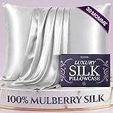 DECOLURE 100% Pure Mulberry Silk Pillow Case Standard Size – Highest Grade 30 Momme 6A+, Luxuriously Soft & Cooling Silk Pillowcase for Hair & Skin, Hypoallergenic, Breathable, Hidden Zipper (White)