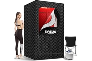 KASUE Upgraded Infrared Sauna Box for Relaxation,Detoxification,Portable Steam Sauna for Home with XL Steamer,Folding Chair,Multiple Layered Full Body Sauna Tent for Spa,Indoor,Outdoor,Gym-Black