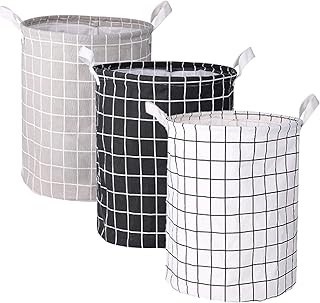 Wäschekorb, 3 Stück Wäschekorb Faltbar, Laundry Basket Wasserabweisend Wäschesammler Wäschesack Schmutzwäsche Sortierte Aufbewahrung Kinder Spielzeug Kleidung Organizer Korb (schwarz weiß grau)