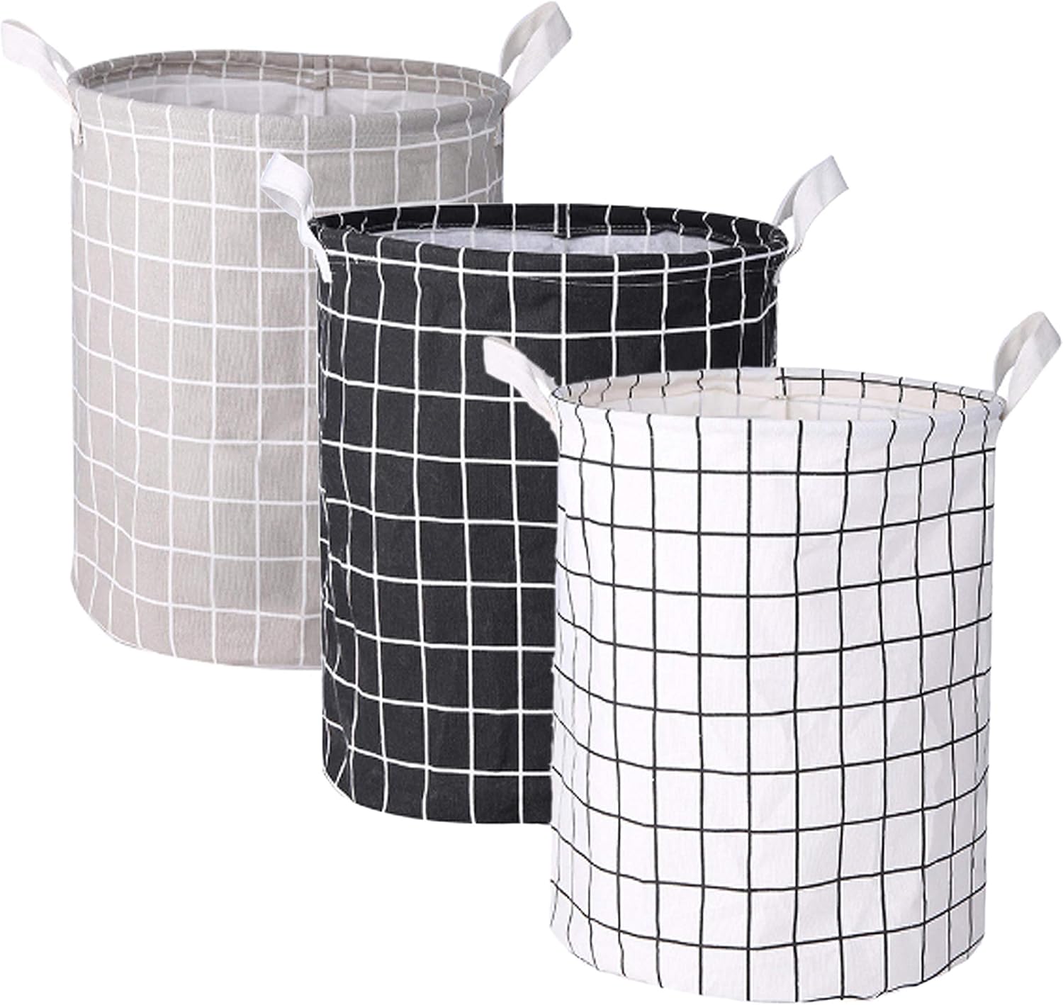 Wäschekorb, 3 Stück Wäschekorb Faltbar, Laundry Basket Wasserabweisend Wäschesammler Wäschesack Schmutzwäsche Sortierte Aufbewahrung Kinder Spielzeug Kleidung Organizer Korb (schwarz weiß grau)