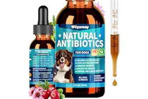Woyamay Antibiotics for Dogs | Natural Dog Antibiotics for Allergy Relief, Itch Relief, Coughs, Skin Health, Breath Treatment, Digestion | Herbal Supplement to Care for Ears, Eyes & Coat, 2 Fl Oz
