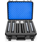 CASEMATIX Wireless Microphone Case for 12 Mics &ndash; Customizable Hard Shell Mic Case with Diced Foam &ndash; Fits Handheld Wireless Mic Systems &ndash; Compatible with Shure, Sennheiser, AKG, Audio Technica