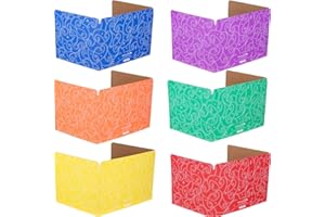 Really Good Stuff Standard Privacy Shields for Student Desks – Set of 12 - 6 Group Colors - Matte - Study Carrel Reduces Distractions - Keep Eyes From Wandering During Tests, Red, Blue, Green, Yellow, Orange & Purple With Stars & Swirls Pattern
