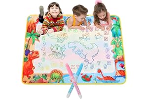 XBAGSJ Large Water Doodle Mat for Toddlers, Magical Colourful, 39″×27″ Mess Free Coloring Mat with 2 Water Pens, Educational Toy Gifts for Kids 3+ Year - Dinosaurs