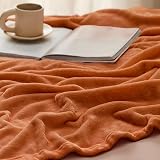 Bedsure Fleece Blanket 220x240 cm Burnt Orange Microfibre Soft Throw view 4