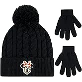 Disney Minnie Mouse Beanie Hat and Gloves Set, Kids Winter Knit Cap and Mittens