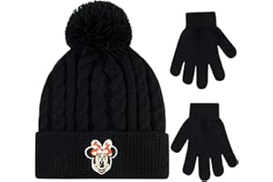 CONCEPT ONE Disney Minnie Mouse Beanie Hat and Gloves Set, Kids Winter Knit Cap and Mittens