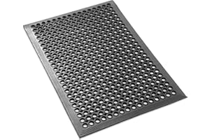 GRIDMANN Rubber Floor Mat, 24" x 36" Anti-Fatigue Drainage Mat, Non-Slip and Grease Resistant for Restaurants, Commercial Kitchens, Bar Floors, Black