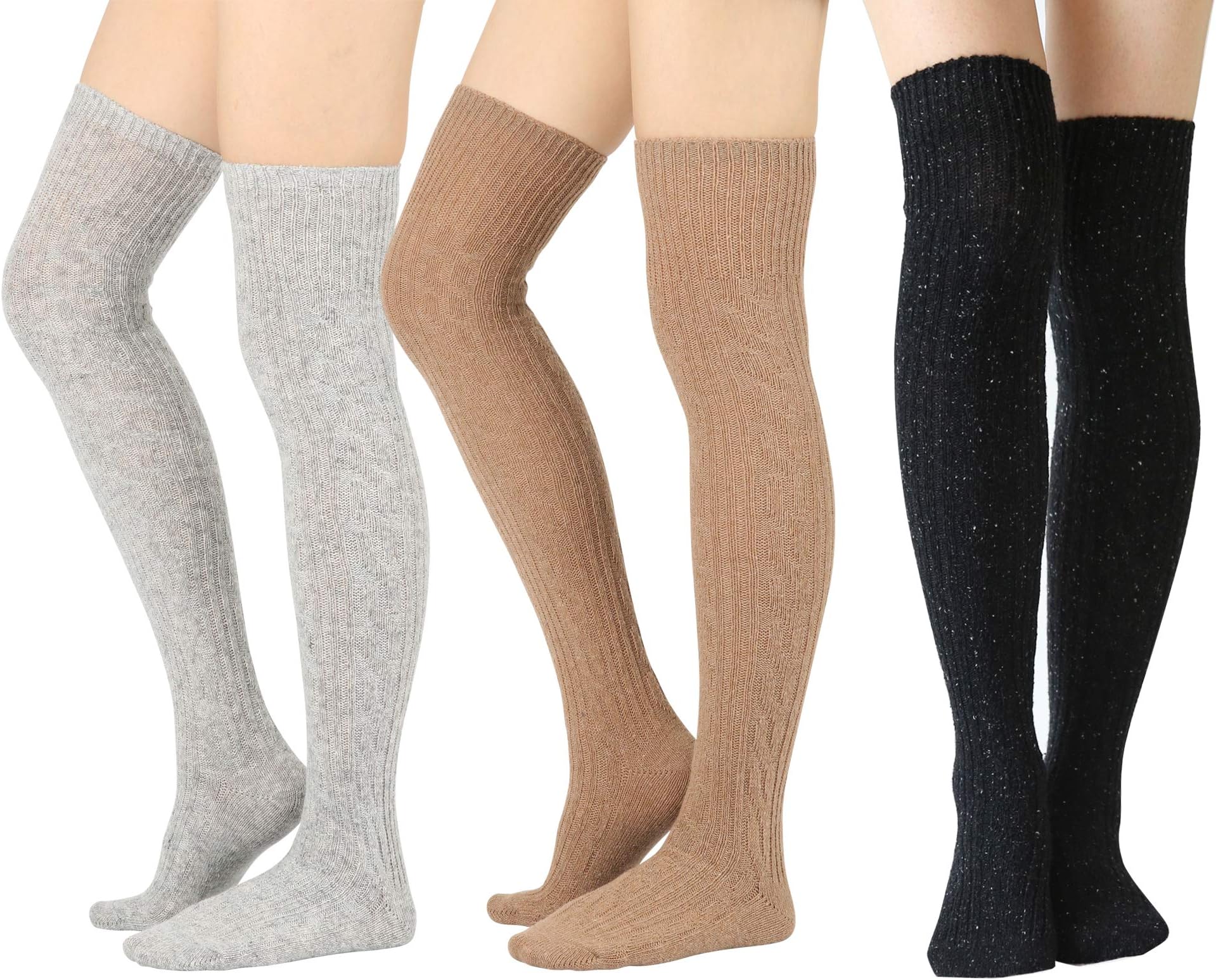STYLEGAGA Women's Fall Winter Warm Over the Knee High Socks Knit Long Boot Socks Leg Warmer