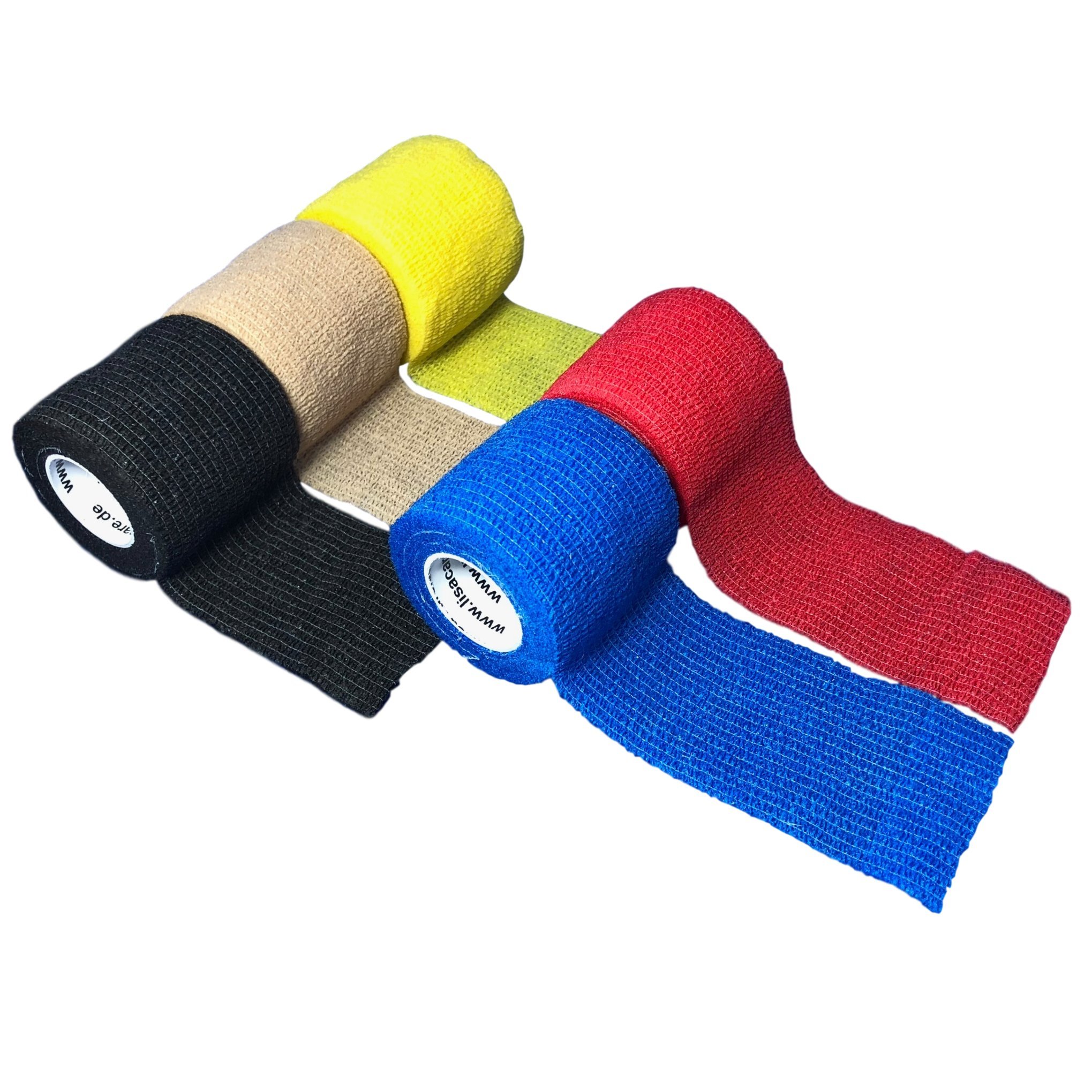 Lisa Care Colored, cohesive, Elastic Fixation - 5 cm x 5 m extensible - unsorted Colors Set of 5 Adhesive Bandage