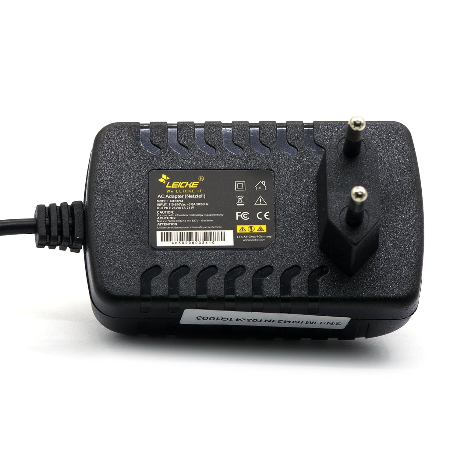 Adaptador universal LEICKE ULL 24V 1A 24Watt | Clavija de 5,5*2,5mm |Para aparatos como impresora de etiquetas, impresoras, escáneres, Switch, routers WIFI, ...