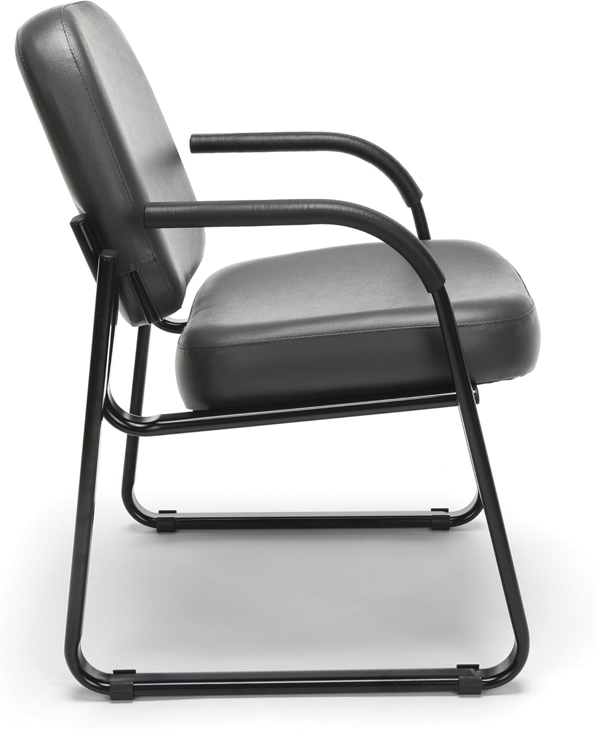 OFM Core Collection Vinyl Guest and Reception Chair with Arms and Extra Thick Cushion, in Charcoal: Furniture & Decor