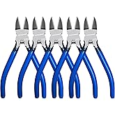 Wire Cutters 5 Pack, 6.5 inch,KAIHAOWIN Flush Cutters Diagonal Cutters Side Cutters Precision Ultra Sharp Spring Loaded Wire Snips Clippers Dikes Cutting Pliers Small for Crafting Jewelry Making,Blue