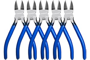 Wire Cutters 5 Pack, 6.5 inch,KAIHAOWIN Flush Cutters Diagonal Cutters Side Cutters Precision Ultra Sharp Spring Loaded Wire Snips Clippers Dikes Cutting Pliers Small for Crafting Jewelry Making,Blue