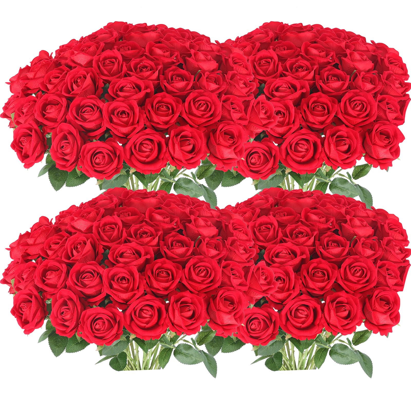 Photo 1 of Hananona Artificial Roses in Bulk, Fake Silk Roses Realistic Roses for Wedding Centerpieces Flower Arrangement Home Decor (100, Red)