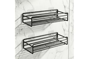 2 PCS Wall-Mounted Bathroom Shelf Organizer - No-Drill Adhesive Shower Caddy with High Load-Bearing Capacity for Toiletries a