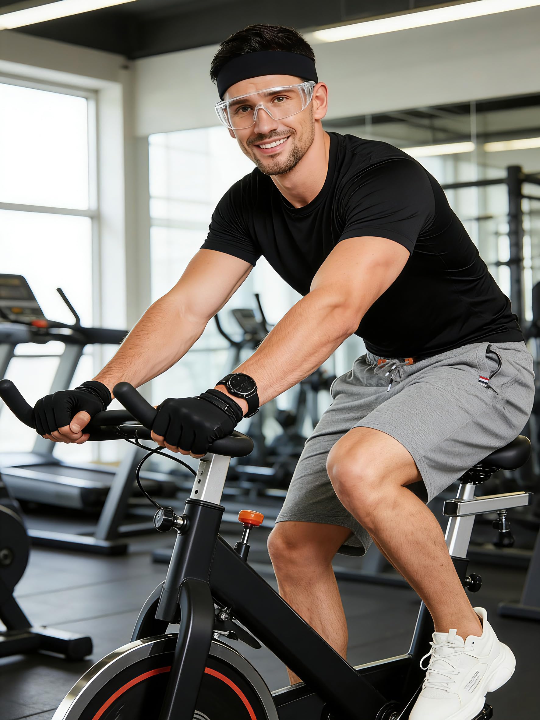 ZOXOZ Kurze Hosen Herren Shorts Sommer Jogginghose Kurz Baumwolle Gym Sweat Sport Fitness Shorts mit Reißverschluss Elastische Taille Grau L 5