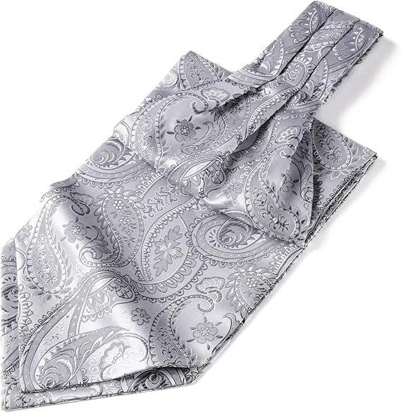 Amazon アスコットタイ メンズ シルク シルバー ネッカチーフ フォーマル スカーフ グリン ヒスデン Hisdern 男性 ペイズリー 結婚式 ネクタイ 通販