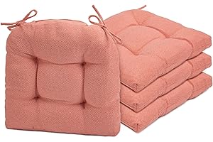 MOIRIG 4 Pack Chair Cushions for Dining Chairs, Chair Cushion, Pads and Mat with Ties for Indoor Kitchen Seat ans Desk (4 Pack, 17" x 16", Pink)