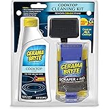 Cerama Bryte Cooktop Cleaning Kit, 10 oz Cooktop Cleaner, 1 Cleaning Pads & POW-R Grip Pad Tool, and Scraper, Heavy-duty Clea
