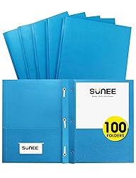 SUNEE 100-Pack Blue Letter Size File Folders with 2