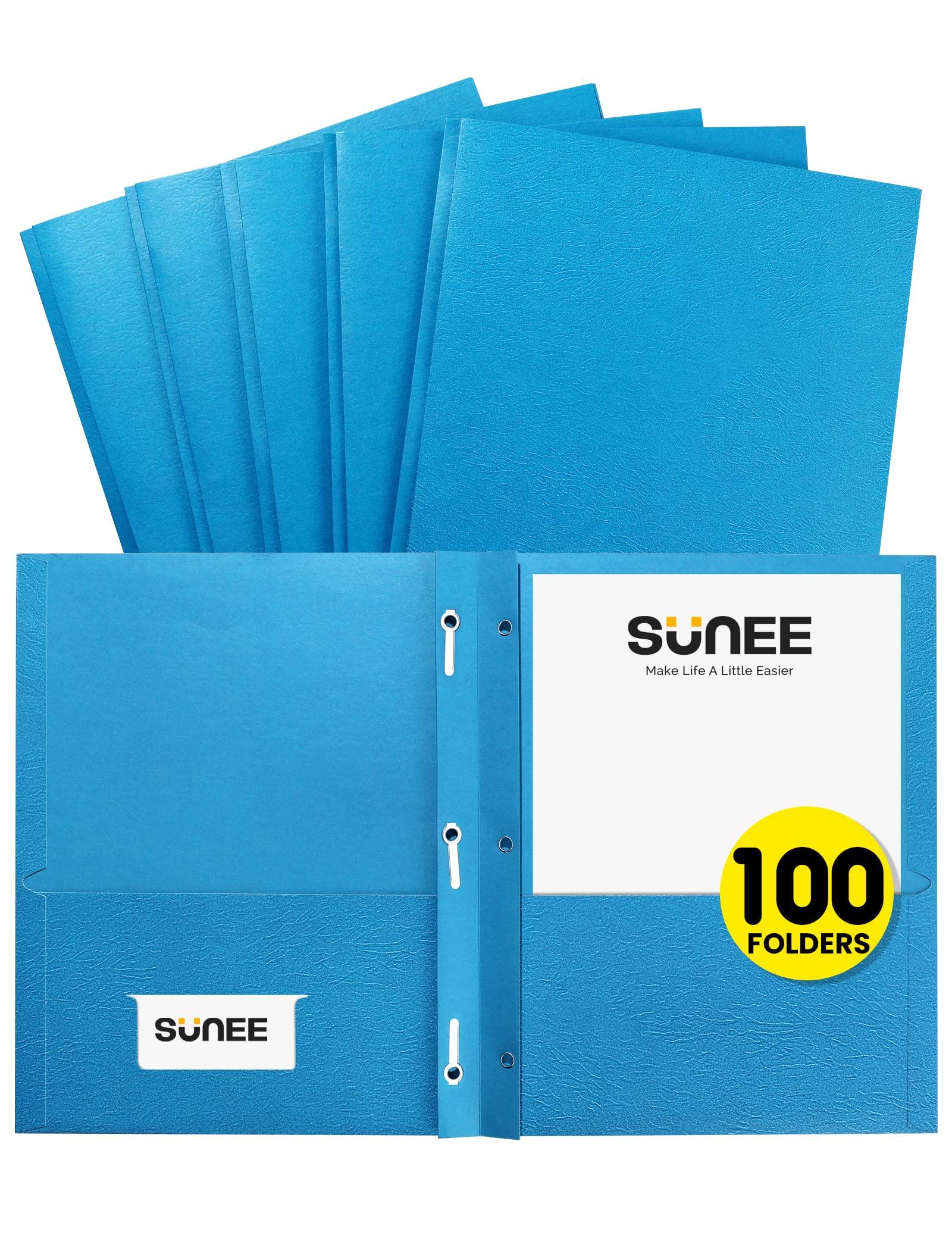 SUNEE 100-Pack Blue Letter Size File Folders with 2