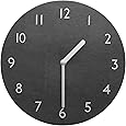 Decorative Wall Clock Silent & Non-Ticking Quartz Clock PU Leather Lightweight 0.4lb Round 9" (Grey)