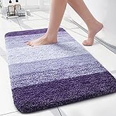 Arotive Microfiber Bathroom Rugs, Shaggy Soft and Absorbent Bath Rug, Non-Slip, Thick Plush Machine Washable Dry Bath Mats for Bathroom, Tub and Shower, 24x16, Dark Purple, Rectangular