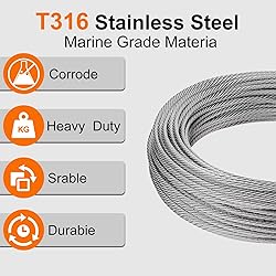 RECTOO 100FT 1/16" Wire Rope Kit, 7x7 Marine