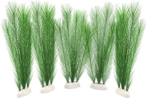 BEGONDIS Aquarium Decorations 5Pcs Fish Tank Artificial Green Water Plants Made of Silk Fabrics Plastic