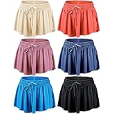 Didaey 6 Pcs 2 in 1 Flowy Running Shorts with Pockets Butterfly Gym Shorts Summer Women Workout Yoga