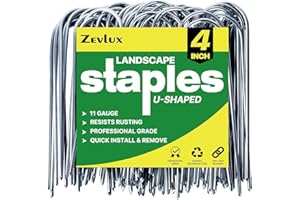 ZEVLUX 4 Inch 40 Pack 11 Gauge U - Shape Garden Stakes Set: Drip, Line & Irrigation Tubing Stakes, Galvanized Landscape Staples for Tube, Lawns, Weed Barriers, Landscape Fabrics, Irrigation Hose, Floor Mats