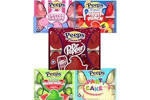 AI ALL IN Easter Peeps Marshmallow Candy, Variety Pack- Cotton Candy, Dr. Pepper, Party Cake, Sour Watermelon, Fruit Punch. Great For Easter Basket Stuffers. 10 count Boxes