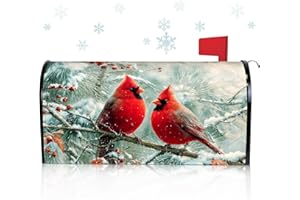 Blosssound Christmas Mailbox Cover Magnetic Standard Size 21 x 19 Inch, Winter Mailbox Cover Xmas Tree Decorative Post Letter Box Decor for Garden Yard Outdoor (Cardinal)