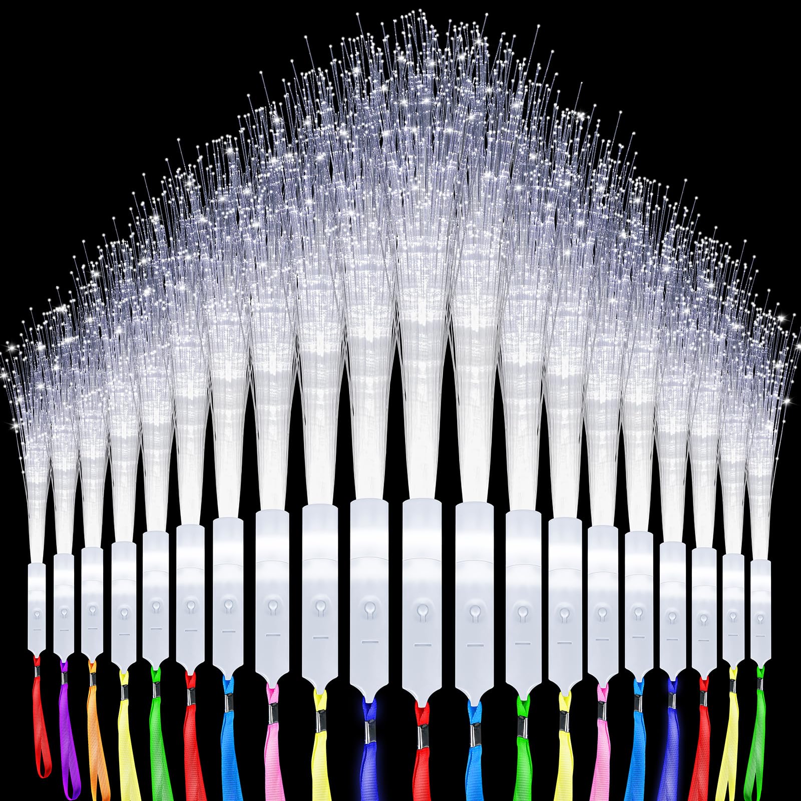 Photo 1 of 100 Pack White Fiber Optic Wand Glow Wand LED Light Up Wand Bulk with 3 Flashing Models Flashing Sticks for Glow in The Dark Birthday Party Favor Wedding Halloween Christmas, 8 Colors