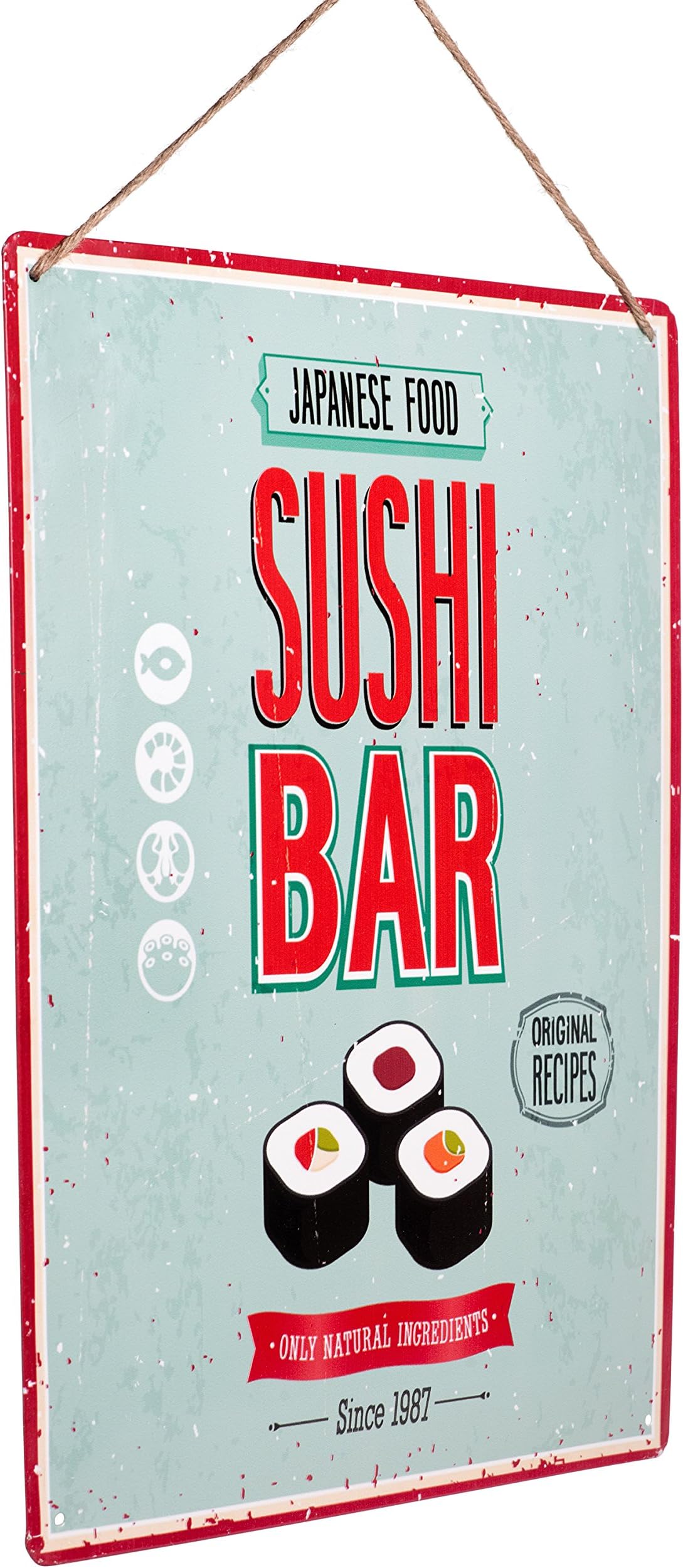 Monarch Housewares Tin Metal Signs - “Sushi Bar” – Foodie, Food and Restaurant, Modern, Retro Style, Wall Decorations