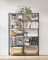 VASAGLE 6-Tier Bookshelf 30x120x170cm Industrial Rustic Brown Black Storage view 5