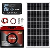 ECI Power 100W 12V Solar Power Kit | 12V 20Ah LiFePO4 Lithium Battery | 100W Mono Rigid Solar Panel, 10A PWM Solar Charge Controller | RV, Trailer, Camper, Marine, Off Grid, Solar Projects