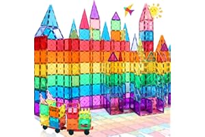 NVHH 100PCS Magnetic Tiles Blocks for Kids Ages 3-5 4-8 with 2 Cars,STEM Learning Educational Preschool Magnet Building Toys for Toddlers,Christmas Birthday Gifts Toys for 3 4 5 6 7 8+ Year Old Boys Girls