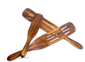 Lamplight Kitchen Acacia Wood Spurtle 3-Piece Set | Better Than A Spatula | Smarter Cooking, Easier Stirring | No Food Stuck In The Corners Of Your Pots | Best Cooking Utensil Tool | Easy Spreading