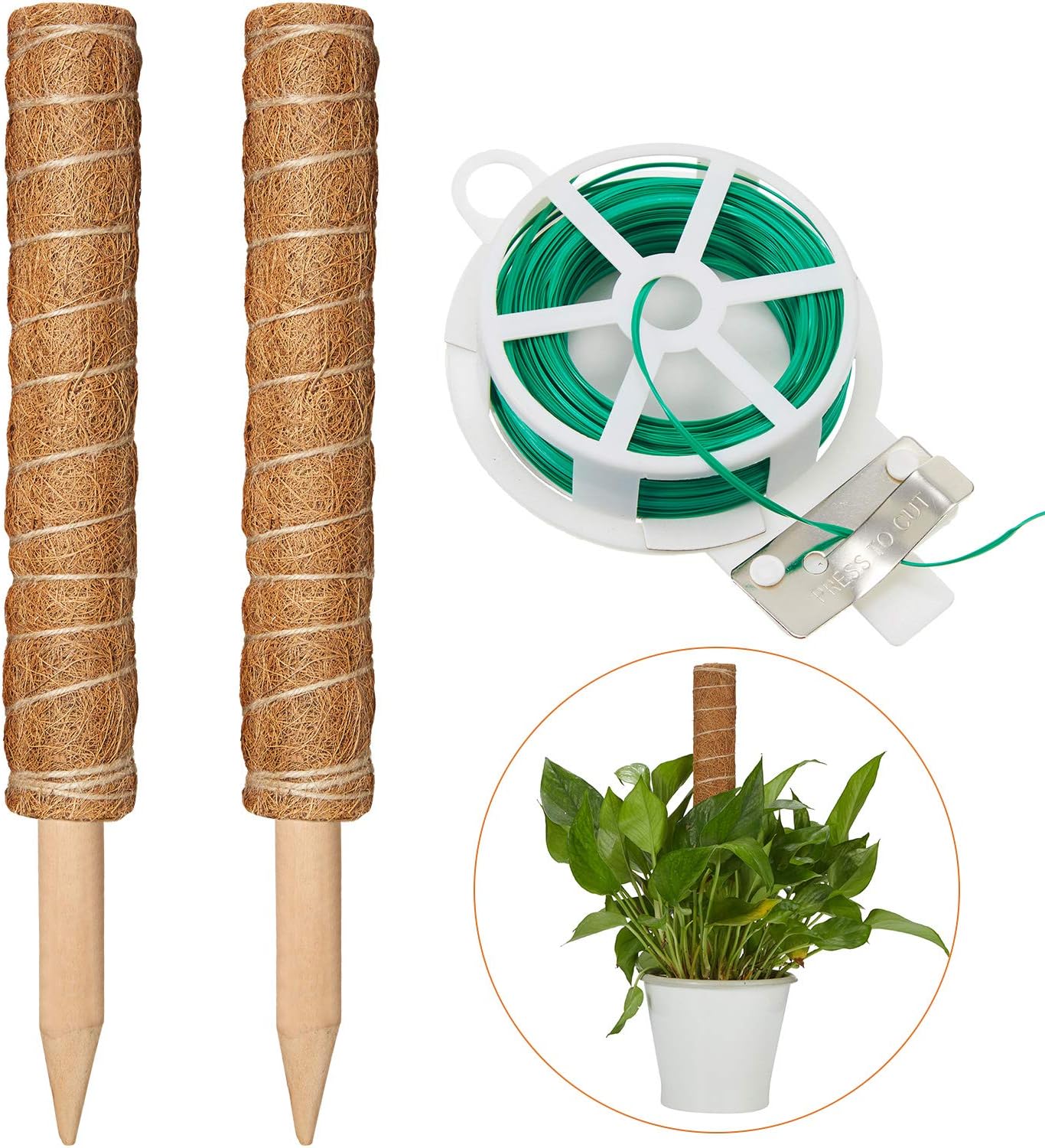 2 Pieces 15.7 Inches Coir Totem Pole Coir Moss Stick Plant Support Pole